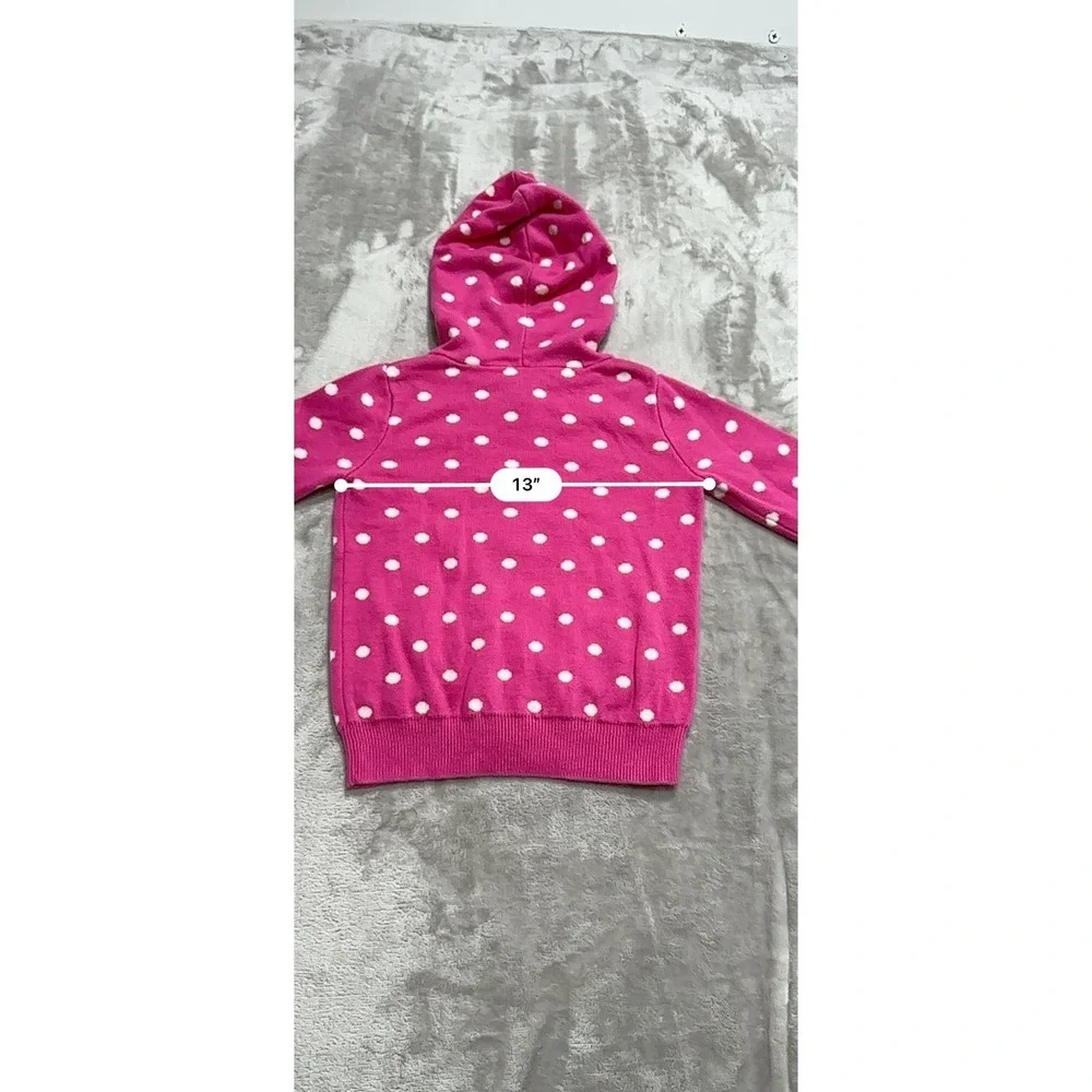 Gymboree Girls Hooded Sweater Size XS (3/4) Pink Daisies Button Up Polka Dot EUC